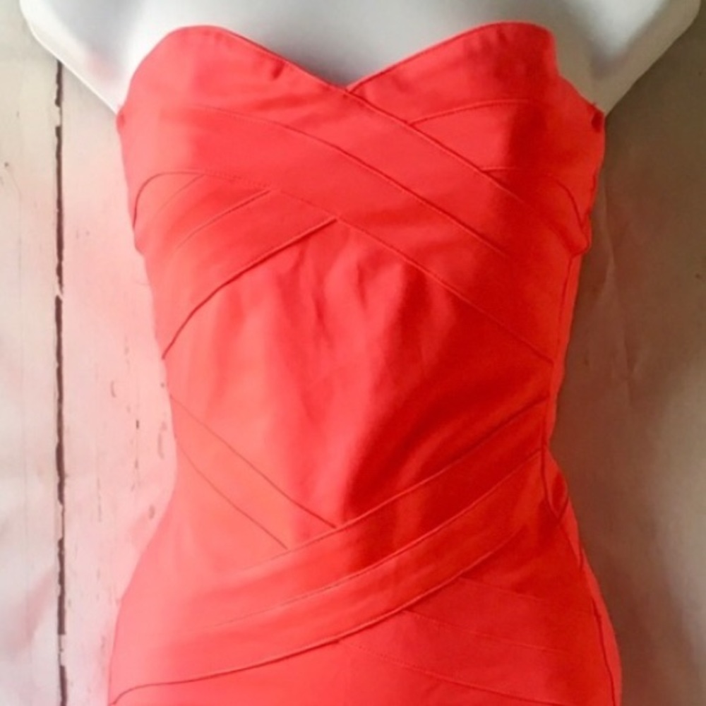 H&M DIVIDED Hot Pink Coral Bodycon Bandage Mini Dress Tube